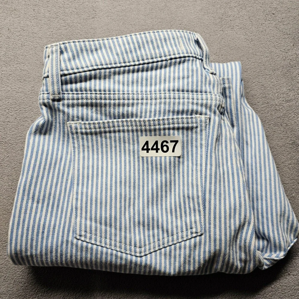 Abercrombie & Fitch 90s Relaxed Jean Womens 32 14R Blue White Striped Curve Love